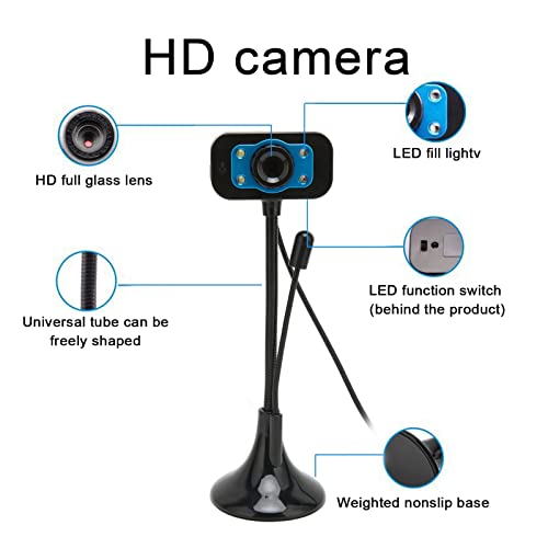 USB-Streaming-Webcam, manueller Fokus, HD-Webkamera mit LED-Fülllicht und Mikrofon für Win10 7 Vista XP für Android für OS X für Linux – Bild 7