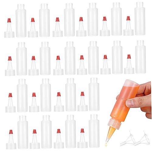 IWOWHERO 20 Pcs Squeeze Bottle Clear Condiment Bottles Squeezy Bottles with Nozzles Empty Condiment Bottles Dispensing Bottles Ketchup Sauces Dispensers Squeeze Condiment Bottles Bottle Pe