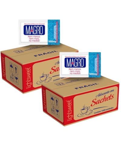 Kit 2 Caixas Ado&ccedil;ante de Mesa Magro Tradicional 2000 Sach&ecirc;s de 0,5g Com Sacarose
