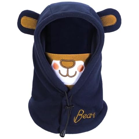 PHOGARY Kids' Fleece Balaclava with Bear Design Cover