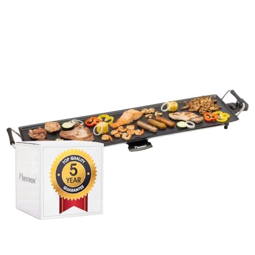 Bestron elektrischer Tischgrill, XXL Plancha-/Teppanyaki-Grillplatte mit Antihaftbeschichtung, Grillspaß für bis zu 8 Personen, extra lange Grillfläche, 1.800 Watt ABP 604 Sonstige