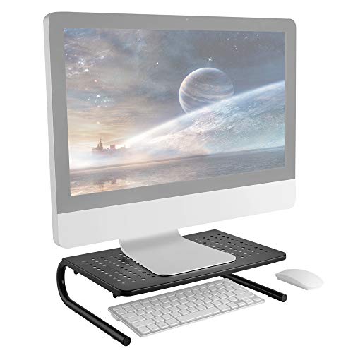 FS082-B Monitor Ständer 11"-32" (28-84cm) Tisch Ständer Bildschirmständer Standfuss Bildschirmerhöhung Regal für Laptop oder Notebook Schwarz