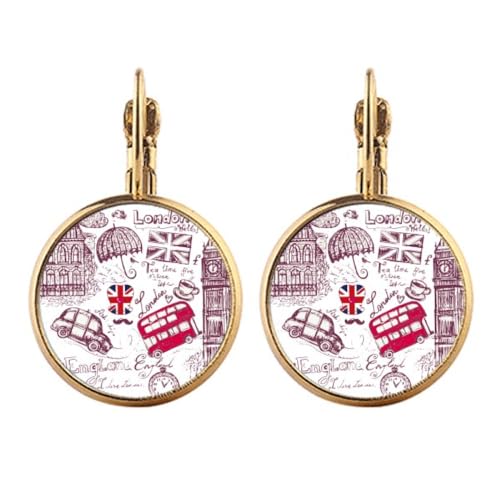 Boucles d'oreilles Big Ben bus Angleterre clip pendantes