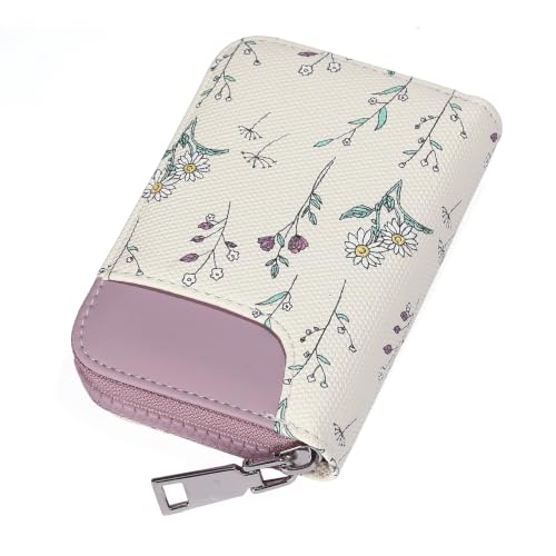 Image of GAEKEAO Credit Card Holder for Women RFID Blocking Small Purse Vegan Leather Zipper Accordion Card Case with ID Window