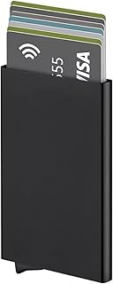 حامل بطاقات ذكي مضاد للسرقة بتصميم منبثق وتقنية حجب تحديد الهوية بموجات الراديو، رفيع من الألومنيوم، مصمم بجيب خلفي مرن، مناسب لبطاقات الائتمان والهوية للسفر