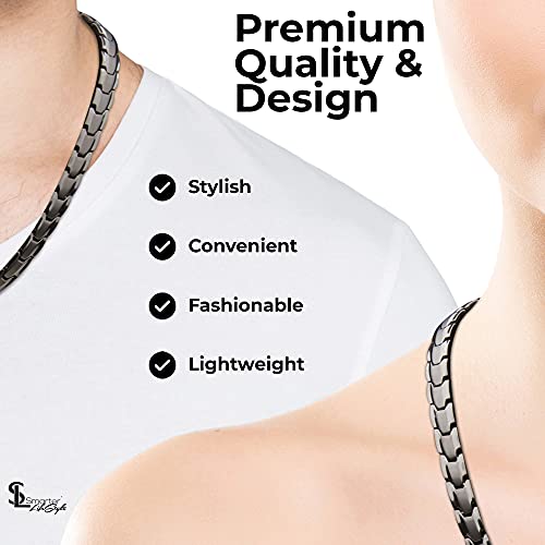 Smarter Lifestyle Elegant Titanium Magnetic Therapy Necklace For Men And Women, Pain Relief For Neck Arthritis Migraine Headaches Shoulders And Back - Magnetic Necklaces For Men And Women (Black) #TOP2