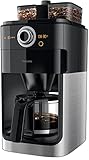 Philips HD7762/00 Grind und Brew Kaffeemaschine mit doppeltem Bohnenbehälter und Timer, 1000 W, edelstahl/schwarz