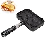 STDZQCWY Taiyaki-Maker, Fischförmiger Waffelkuchen-Maker Aus Aluminiumlegierung, Antihaft-Doppel-Taiyaki-Pfanne Mit Verbrühungsschutzgriff, Waffelbackplatte, Für Das Kochen In Der Küche Zu Hause