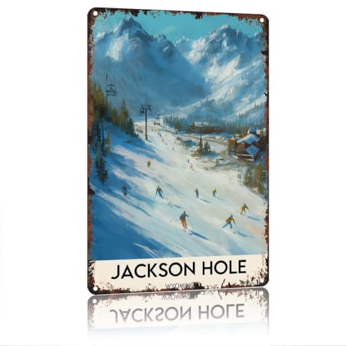 Jackson Hole Ski Resort Wall Decor 12x8 Aluminum Sign