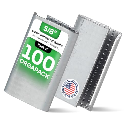 IDL Packaging Orgapack Open Serrated Seals for 5/8" Strap Width Polyester (PET) Strapping (Pack of 100) - Patented Serrated Pattern - Superior Holding Power of Packaging Strapping