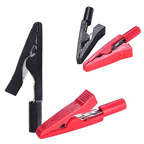 Image of can Connect 2mm Banana Jack Test Probe & 2mm Banana Plug 10pcs Full Insulated Safety Mini Test Alligator Clips Crocodile Clamps Jaws for Electrical Laboratory Measuring red Black