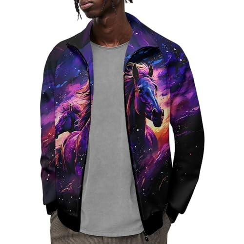 Image of Men's Lightweight Jackets Casual Full Zip Fleece Jacket Men Coats Fashion Long Sleeve Sweatshirt
