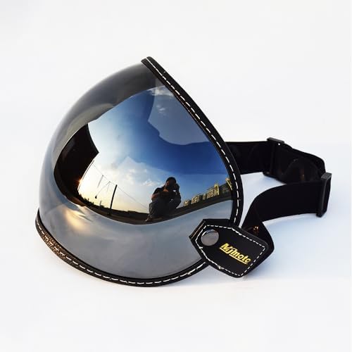 Universal Open Face 3/4 Helmet Visor Lens Bubble Motorcycle Windshield Capacete Lens Vintage Motorbike Helmet Goggles (Sliver)