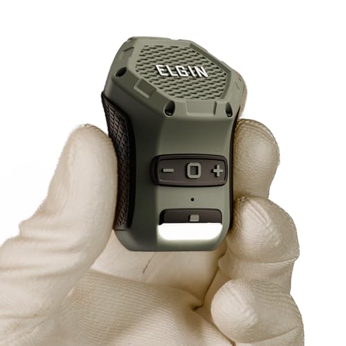 Elgin Thumper Wearable Bluetooth Speaker, Clip-On Mounting, Up to 35 Hours Battery Life, 100-Lumen LED Work Light, Lightweight Design, Durable and Weather-Resistant
