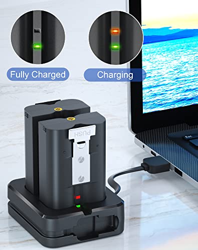2 Batterien Und Ladestation für Ring Video Doorbell, 3.65V 6040mAh Akku kompatibel mit Video Doorbell 2/3/3+/4, Spotlight Cam Battery, Stick Up Cam(2/3Gen) (2 Battery and Charger)