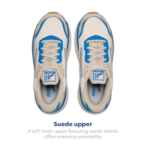 Brooks Brooks Women’s Ghost Max Suede/Leather Neutral Running & Walking Shoe - Silver Lining/Blue/Surf The Web - 9 Medium