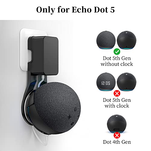 Image of Cozycase Wall Mount Hanger Holder Stand Case Built-in Plug Cable Management for Echo Dot 5th Gen Smart Speaker Accessories (Black)