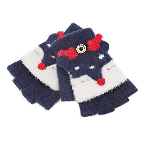 Image of Holiberty Cute Baby Kids Winter Fingerless Gloves Toddler Boys Girls Cartoon Christmas Elk Knit Mittens Warm Snow Gloves 2-8Y