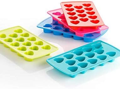 NIX-RO14 Grid (Pack of 3) Heart Shape Ice Cube Tray, Chocolate Mould Refrigerator Ice Cube for Cocktail, Whiskey, Fruit Juice, Soft Drink (Multi Color)