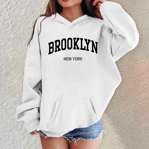 New York Oversized Hoodies for Girls Trendy Letter Graphic Fleece Fashion Casual Fall Winter Hooded Pullover Clothes3