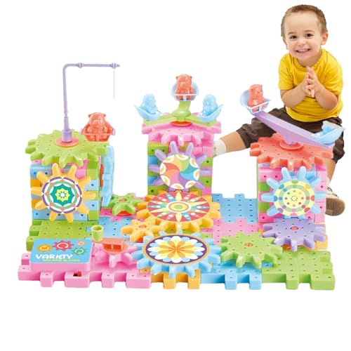 Ensemble De Jouets De Construction À Engrenages Rotatifs – Blocs D'apprentissage Électriques À Emboîtement, Kit De Construction Créatif | Jouet De Puzzle Éducatif Réutilisable Pour Garçons Et Filles,