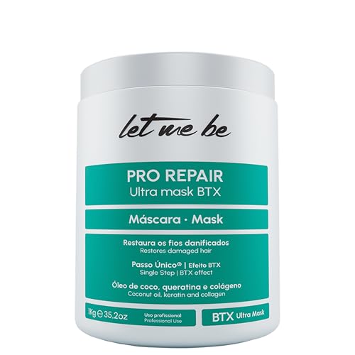 Let Me Be - BTX Pro Repair, Btox Capilar Profesional Orgánico de Un Solo Paso, Tratamiento Reductor de Volumen y Anti-Frizz Sin Formol con Keratina Hidrolizada, Colágeno y Aceite de Coco | 1Kg