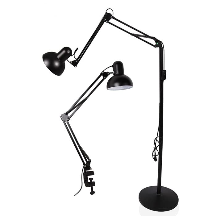 Image of Tattoo Gizmo Modern LED Floor Lamp for Living Room -Adjustable Reading Lamp with Flexible Neck, Eye-Care Light, Energy Saving Standing Lamp for Bedroom & Office