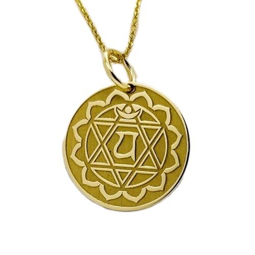 Collier chakra du cœur en argent plaqué or et chaîne 45 cm