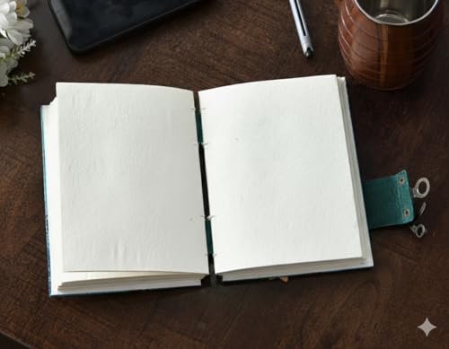 Image of Handmade Recycled Paper Journal Diary with Lock (5x7 Inches) | Artistic Hardcover Notebook | Eco-Friendly Secret Diary for Women & Men