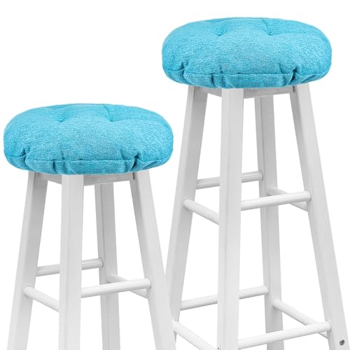 Image of Marsui 2 Pieces Bar Stool Cover Non Slip Padded Cushion, 12 Inch, Lake Blue