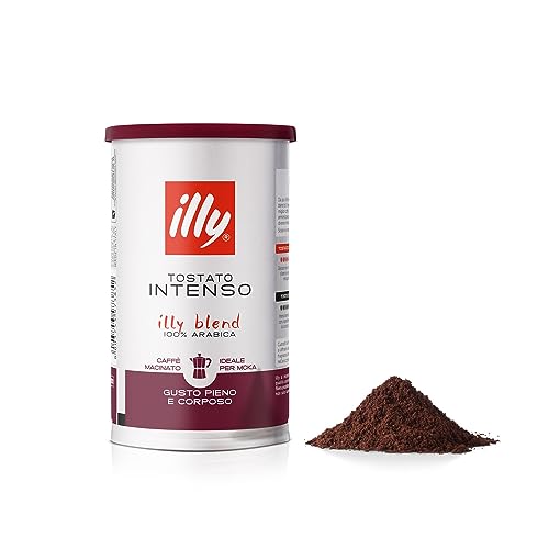 illy Caffè macinato per moka Tostato INTENSO, 12 Barattoli da 200 grammi