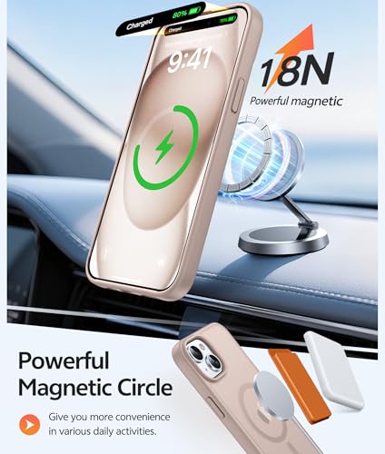 Image of FNTCASE for iPhone 15 Case: for iPhone 14 Case & iPhone 13 Case [Compatible with Magsafe] Translucent Matte Cases with [Screen Protector] Military Grade Shockproof Protective Phone Cover - Desert Gold