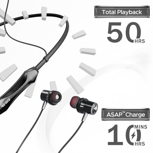 Image of inear DJ M7 Neckband Bluetooth Earphones | Upto 50H Playtime | Magnetic On /Off, ENC for Clear Calls | Water & Dust Resistant, Deep Bass | Fast Charging, Wireless Earphones for Music & Calls | Silver
