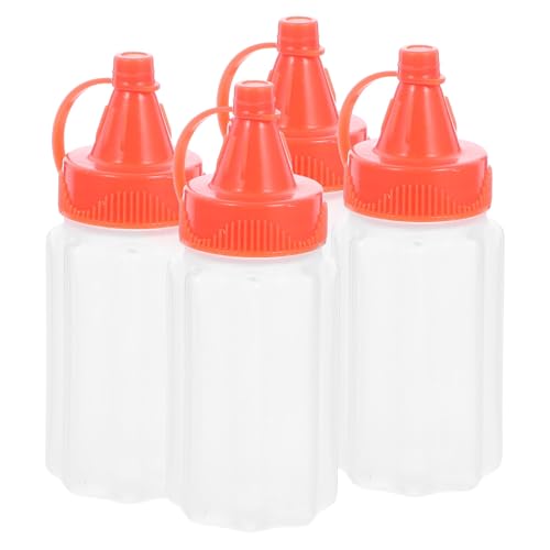 TOYZFRIENDY 4 Botellas Exprimibles Transparentes para Salsa y Condimentos Mini Botellas de Cocina Portátiles Dispensadores de Kétchup y Aderezos para Uso Doméstico y Barbacoa