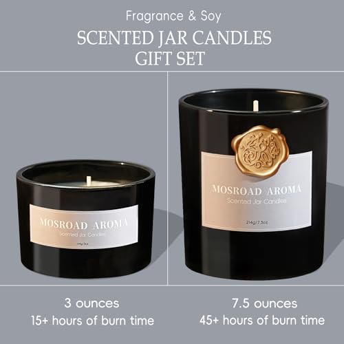 2-Pack Jasmine, Oud & Sandalwood Scented Candles Set for Men, Luxury Aromatherapy Jar Candle for Home Scented, Natural Soy Fragrance Black Jar Candles, Gift for Men, Father, Husband - Image 4