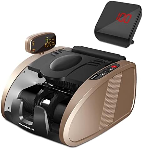 Money Counter Machine, Bill Counter with UV/MG/IR Counterfeit Detection, Portable Cash Counting Machine with 9 Modes, 2LCD Display, Hidden Handle 9.90 inches