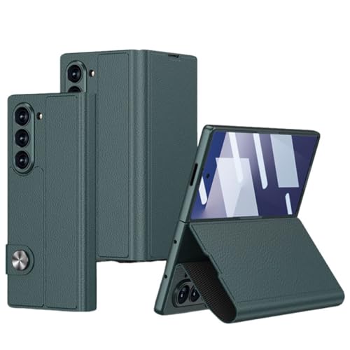 Étui Samsung Galaxy Z Fold 7 en cuir vert avec support béquille