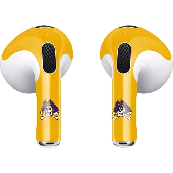 Skinit Decal Audio Skin Compatible with Apple AirPods (3rd Gen, 2021) - Officially Licensed ECU Pirates Logo Yellow Design