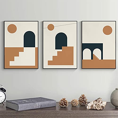 Affiche Arche Marocaine Boho 60x90cm - Lot de 3 Toiles Neutres Sans Cadre