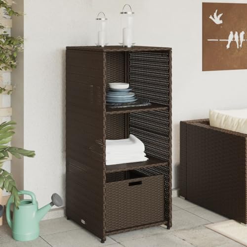 ShCuShan - Armario de resina con dos puertas, para interior, exterior, jardín, marrón, 50 x 55 x 115 cm, poliratán