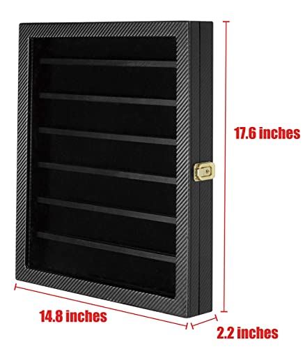 Jackcube Design Military Challenge Coins & Casino Poker Chip And Medals/Pins/Badges/Ribbons Display Case/ 7 Tiers Black Rack Cabinet/Holder Shadow Box/Acrylic Door/ - :Mk375A #TOP2