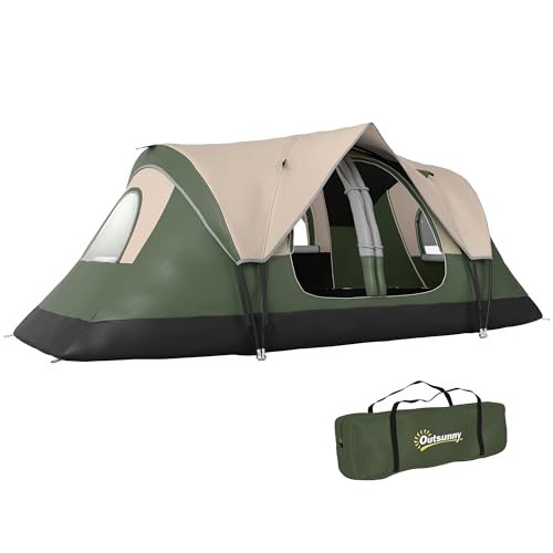 Outsunny 2 Bedroom Camping Tent for 6-8 Person, Large Family Tent with 2000mm Waterproof Rainfly and Screen Panels, Portable with Bag, for Fishing Hiking Festival image 4