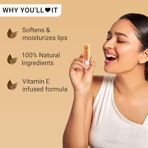 Image of Iba Pure Lips Moisture Rich Lip Balm - Cocoa Vanilla, 4.5 g (Pack of 2) | For Pigmented, Dry Damaged & Chapped Lips | Enriched with Cocoa Butter, Shea Butter | Glossy Finish | 100% Natural | Halal Certified & Vegan
