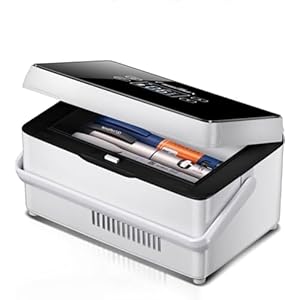 Insulin Cooler Case Portable Insulin Refrigerator with Temperature LED Display Screen Keeping Cooling 35℉ ~ 46 F, Insulin Fridge with Handle & Alarm USB Chargerable (White)