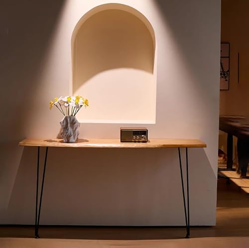 Mesa de entrada estrecha de madera moderna para pasillo y sofá 3