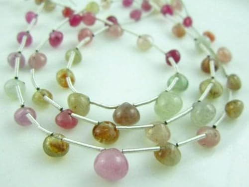 Perles saphir multicolore AA oignons lisses 4-7mm fil 8 pouces création bijoux - 2