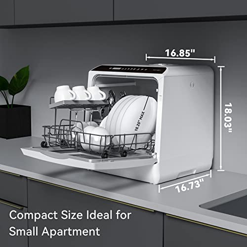 Hermitlux Countertop Dishwasher, 5 Washing Programs Portable Dishwasher With 5-Liter Built-in Water Tank For Glass Door - Image 3