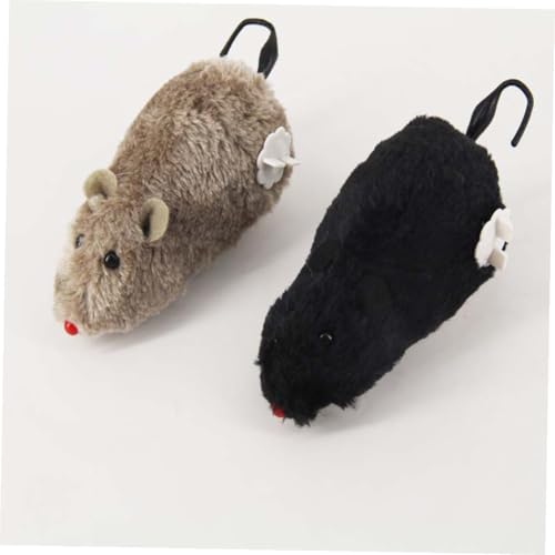 8 Juguetes de ratón de cuerda para gatos de peluche y plástico sin batería 3