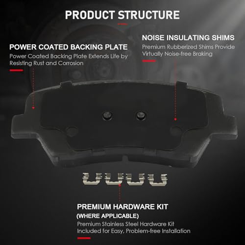 Image of cciyu D1543 & D1544 Front & Rear Ceramic Disc Brake Pads Kit For Hyundai For Elantra 2011-2016,For Elantra GT 2013-2016,For Veloster 2012-2016