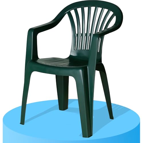 Dekohome Gartenstuhl für den Außenbereich aus robustem Kunststoff, ideal für Garten, Terrasse, Strand oder Camping, stapelbar, Grün, 55 x 53 x 82 cm